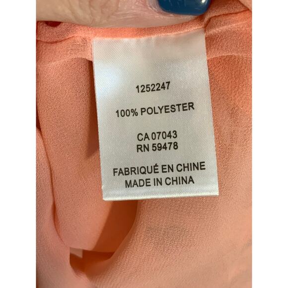 NEW Joie Floral Peasant Sleeve Boho Blouse Peach Top Tie Front Womens Size small - Picture 3 of 6